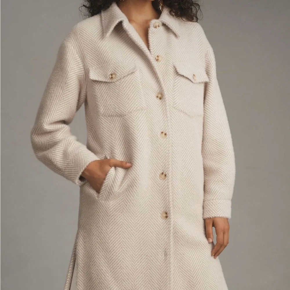 Greylin Fuzzy Long Knit Coat - Picture 2 of 8